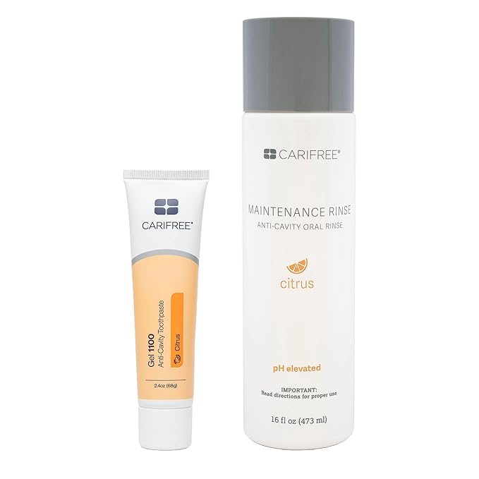 CariFree Gel 1100 and Maintenance Rinse Citrus Bundle Hydroxyapatite Toothpaste | Fluoride Mouthwash| Neutralizes pH | Freshens Breath and Moistens
