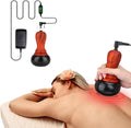 Hot Stone Massager with Temperature Control Electric Body Massager Natural Bian Stone Gua Sha Scraper Home SPA Therapy Pain Relief Brownish Red