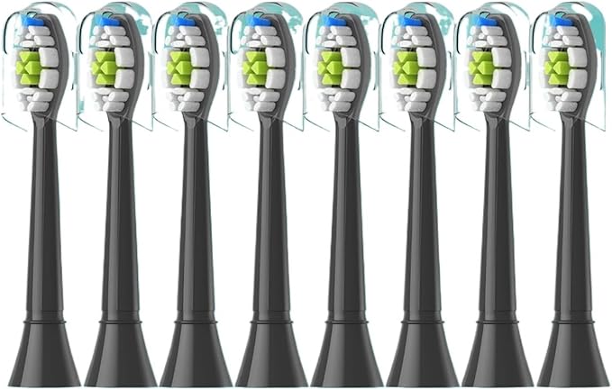 4/8/12/16pcs Replacement Toothbrush Heads Compatible for Philips Sonicare Soft Electric Brush Head 4100 6500 6100 7500 5(8pcs Black)