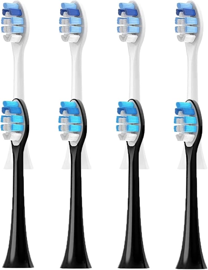 8-16pcs Toothbrush HeadsCompatible for with Protective Cover(4White 4Black)