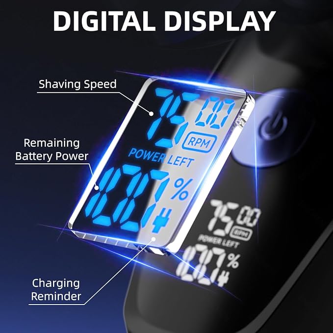 Head Shavers for Bald Men Bald Men's Head Shaver - Wet &amp Dry Use Suspension Shaving System Detachable Magnetic Head USB Fast Charge &amp Digital Display Ideal Gift
