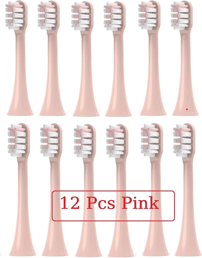 3/8/12 Pcs Compatible with SOOCAS V1/X1/X3/X5/X3U/X3PRO/v1/v2 Replacement Brush Heads Electric Toothbrush Head Soft Dupont Bristle Nozzles(12 Pcs Pink)