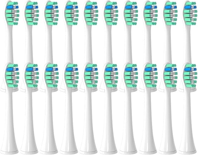 Brush Heads Compatible for with Philips Sonicare Tips Soft Dupont Nozzles Vacuum Sealed Packaged Hx3/6/8/9 Series General(20pcs Green)