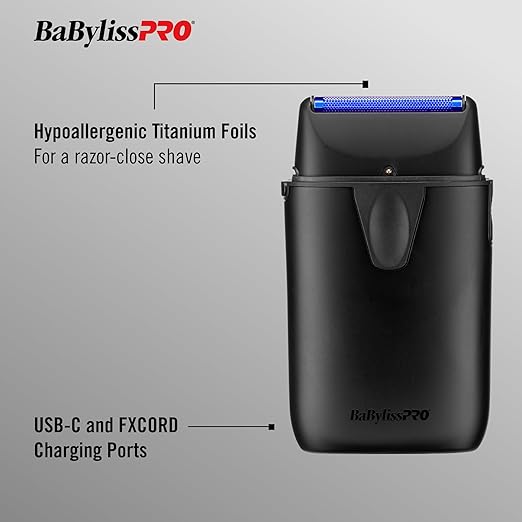 Bundle of BaBylissPRO UVFOIL Single Foil UV-Disinfecting Metal Shaver + BabylissPRO® UVFOIL Single Replacement Foil with Cutters Matte Black