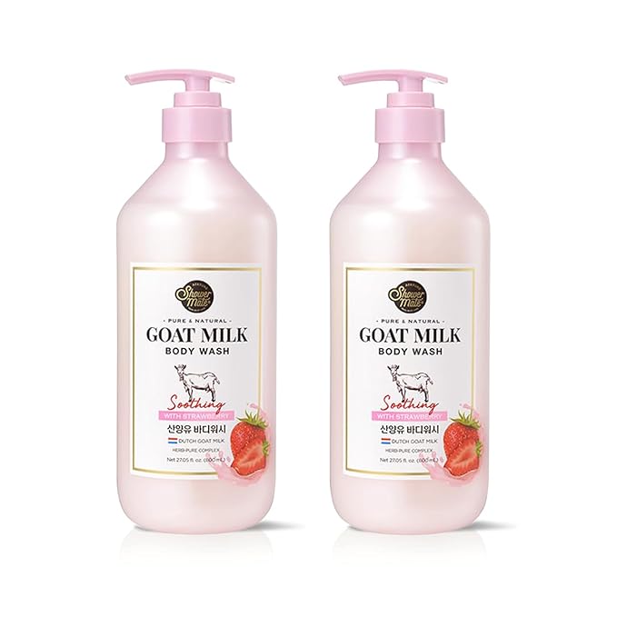 Premium Goat Milk Body Wash 27 Fl Oz Pack Of 2 (Strawberry)