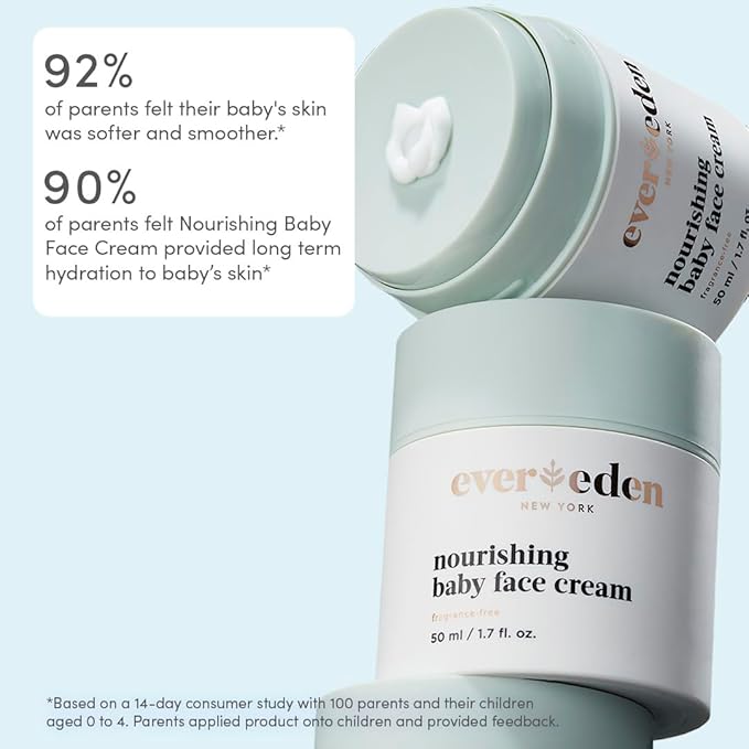 Evereden Nourishing Baby Face Cream 1.7 oz &amp Premium Sunscreen SPF 30 2 fl oz. | 2 Item Bundle Set | 100% Mineral Sunscreen with Zinc Oxide | Clean Baby Skincare
