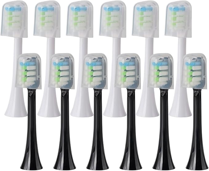 Replacement Brush HeadsCompatible for SOOCAS X3U/X3Pro/X5/V1/D2/D3 6/12pcs Bristle Heads Electric Toothbrush(SHUSHI-WH6BK6)
