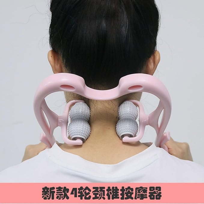 手动 Neck and Back Massager 颈椎按摩器手持夹脖子肩颈滚轮揉捏颈部按摩器办公颈夹器 HomeOffice Body Electric Massagers