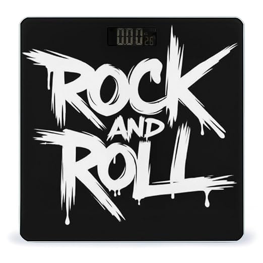 Automatic Switch Digital Bathroom Weighing Scale Smart Scale for Body Weight Black and White Rock and Roll Tattoo Print