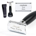 FREED Customized gifts Engraving Shaving Kit - Safety Razor with metal handle include razor base razor travel case and 10 bladesit's the best gift for men (Black)