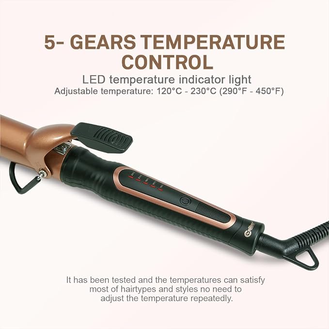Caliber Professional Inno Heat Curling Iron Adjustable Temperature LED Display Rose Gold (1 inch (25mm))