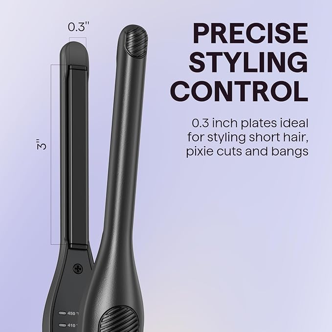Wavytalk 3/10 Small Flat Iron Pencil Flat Iron for Short Hair Pixie Cut and Bangs Curling Iron for Short Hair Mini Hair Straightener for Edges with Anti-Pinch Design Tiny Hair Straightener