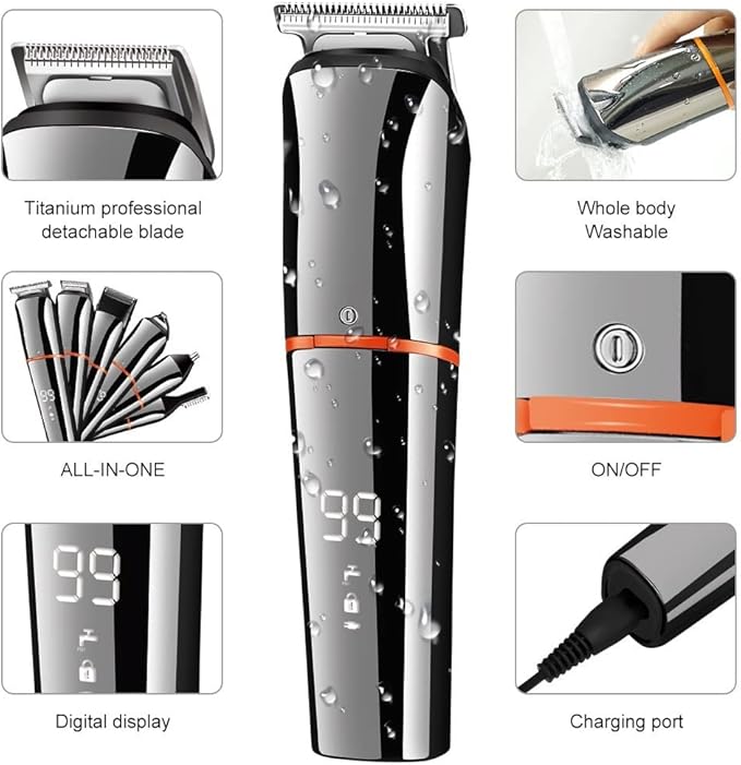 Professional Hair Clippers for Men 6 in 1 Hair Clipper Full Body Hair Trimmer Razor Shaver Nose Trimmer Beard Trimmer kit