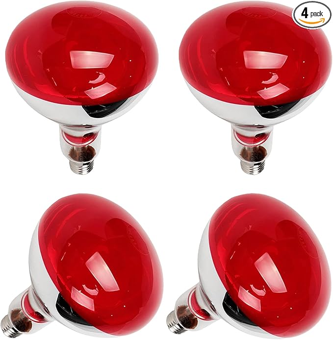 275W Infrared Heat Bulbs for Chickens Infrared Heat Lamp for Food Service Brooder Bulb Chicks Reptiles Pet Bathroom Sauna Heat Light Bulb E26 110V Infrared Red Light Therapy Bulbs4 Pack