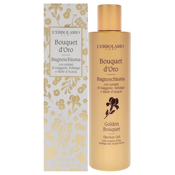 L'Erbolario Shower Gel – Moisturizing Body Wash – Toning and Protecting Antioxidant Body Soap with Honey and Floral Extracts - Golden Bouquet - 8.4 oz