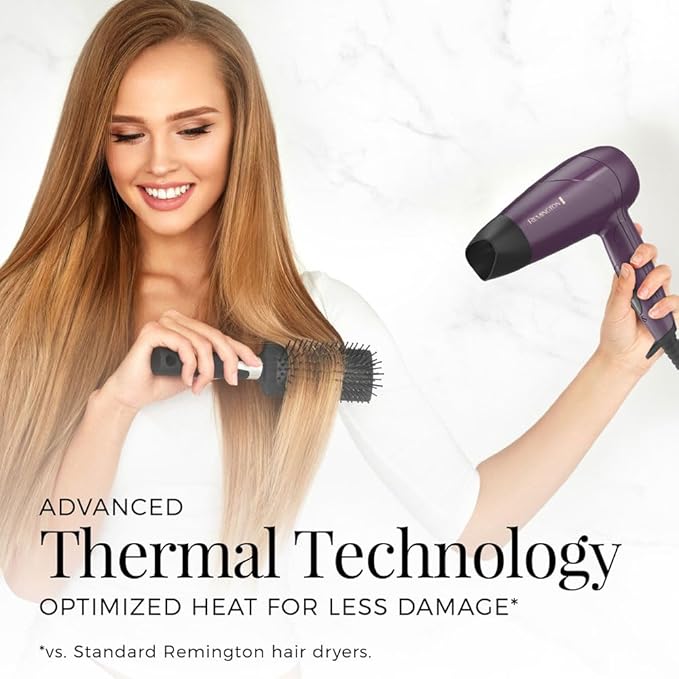 Remington Advanced Thermal Technology Hair Dryer Travel Friendly Folding Handle 1875 Watts of Drying Power