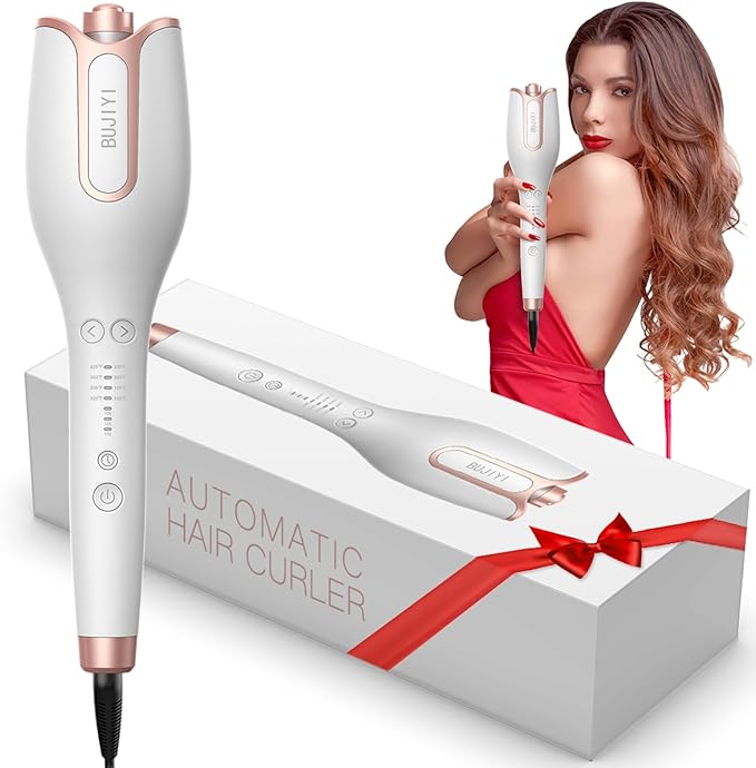 Automatic Rotating Curling Iron Automatic Hair Curler 4 Temperature Settings for All Hair Types 3 Heating Durations for Diverse Styles 1 Inch Beach Waves Curling Wand