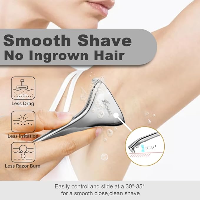 Magnetic Safety Razor for Men Smooth Single Blade Shave Easy Blade Change Stainless Steel Mens Face Razor Durable Blade Shavers for Men - Silver