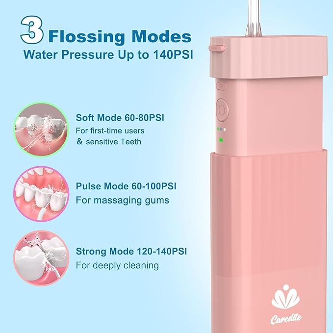 Portable Water Flosser for TeethTravel Water Flosser PicksMini Cordless Oral Irrigator Rechargeable Power Dental with Telescopic Water Tank IPX7 Wateroproof for Brace &amp Sensitive Teeth CarePin