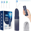 Marchpower Upgraded 2-in-1 Electric Toothbrush with Water Flosser 3+4 Smart ModesPortable Oral Irrigator with Point-Jet Rechargeable IPX7 Waterproof for Home &amp Travel UseNavy Blue
