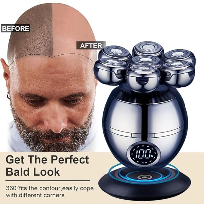 Head Shavers for Bald Men 7D Electric Shaver for Men Independently 7 Cutter Floating Head Waterproof Electric Razor Multifunction Trimmer with LCD Display