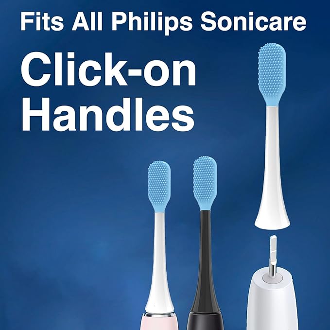 Tongue Scraper Heads for Philips Sonicare Click-On Handles – Gentle &amp Effective Tongue Cleaner Fresh Breath 3 Pack Replacement Brush Heads (Black Click-On Handles)