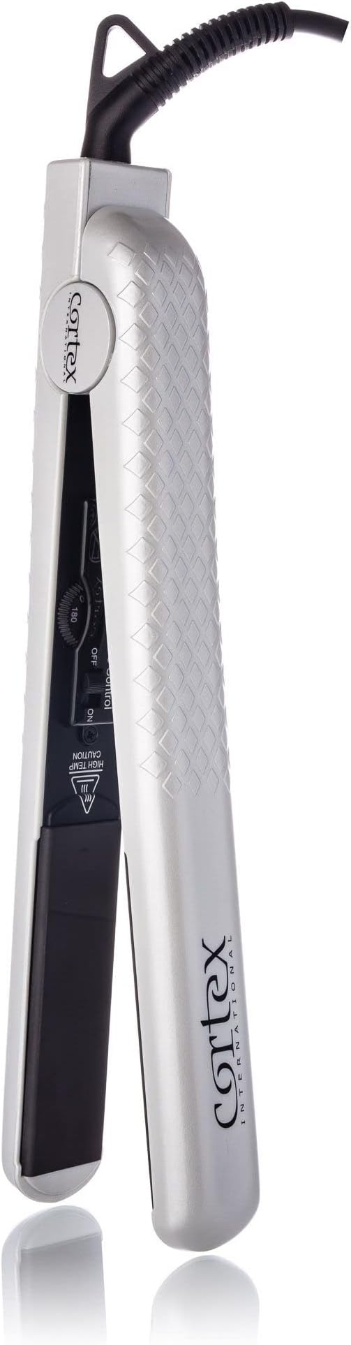 Cortex International Hair Straightener Flat Iron Professional Black Series Gemstone Infused Tourmaline Ceramic Plates 1.25 Inch - Planchas De Cabello (White - Floral)