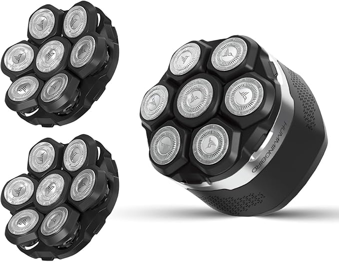 HUMMINGBIRD MK13 Premium Head Shaver - 7 Blade Electric Razors for Men Cordless USB-C Rechargeable Waterproof Head Shaver with Two Additional Magnetic Replacement Blades