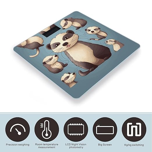 Hairy Ferret Digital Bathroom Scale Fashion Unique Weight Scale BMI Anti-Slip Precision Weighing Scales Suitable for Home Bedrooms Use and Gift