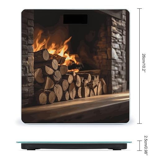 Wood on Fireplace Bathroom Scale for Body Weight with High Precision Large LCD Backlight Display Digital Weighing Scale with BMI Capacity Up to 180kg