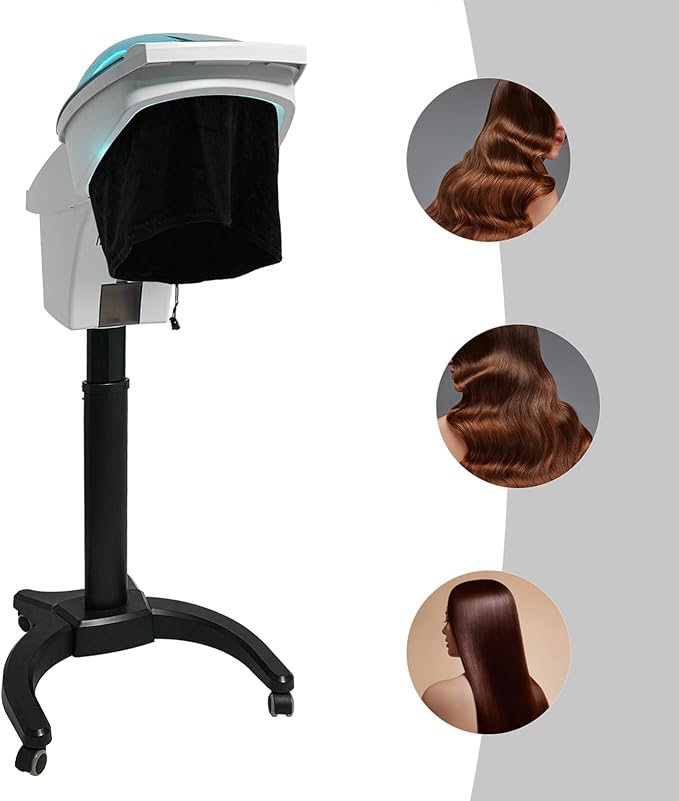 Hair Steamer 7 Light Professional Salon Hair Steamer Machine 700W Height Adjust Ozone Household Hair Care Oil Treatment Dyeing Machine for Salons Barbershops (White)