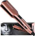 Professional Flat Iron Hair Straightener Wide Plate &amp Digital Display - Dual Voltage Titanium Hair Straighteners (Rosegold)