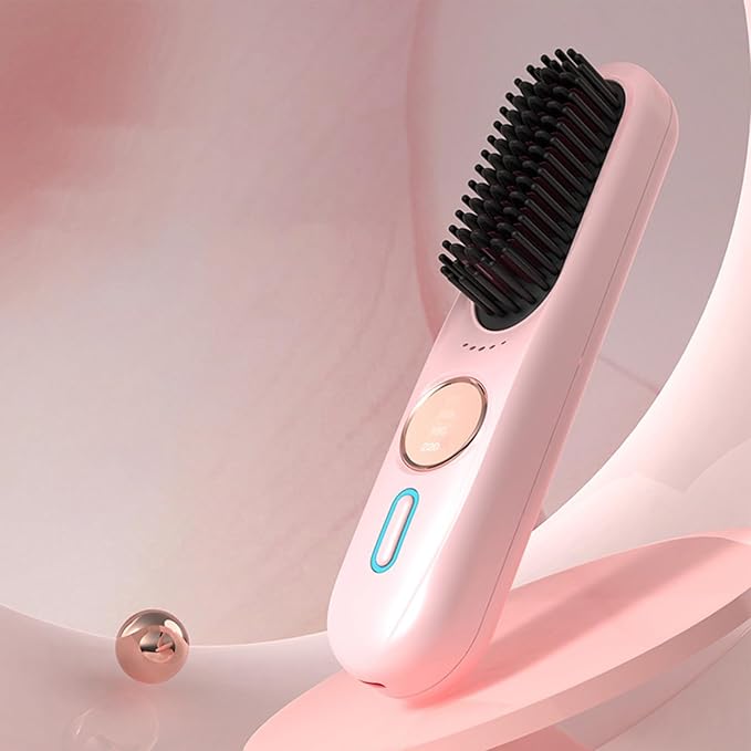 Cordless Hair Straightener 9-Level Portable Brush 35w Straightening Brush with Fast Heating Lightweight Hair Straightener with Quick Heat Design Home Salon Tool for Travel and Commuting