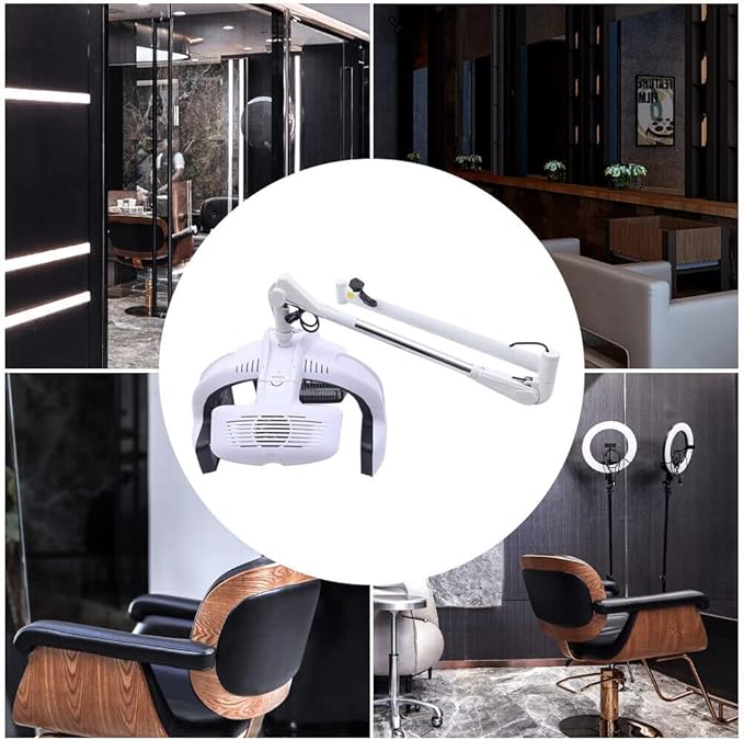 Wall Mounted Hair Dryer Professional Hair Dryer Heater 110V 1250W Hair Hood Dryer w/LCD Display Adjustable Swing Arm Hair Dryer Hair Processor for Hair Salon White