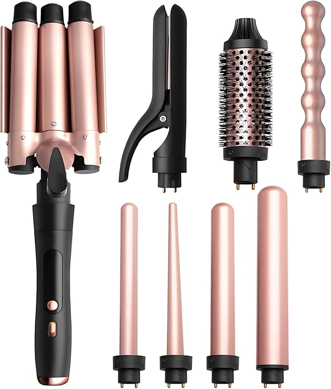 5-in-1 Curling Iron with Interchangeable Barrels Wave Iron Included Up to 450°F/232°C Champagne Gold