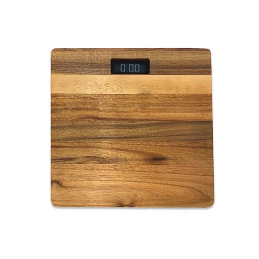 Acacia Wood Bathroom Body Weight Scale with Digital LCD Display Maximum Capacity of 396 lbs Adding a Stylish &amp Modern Touch to Your Toilet