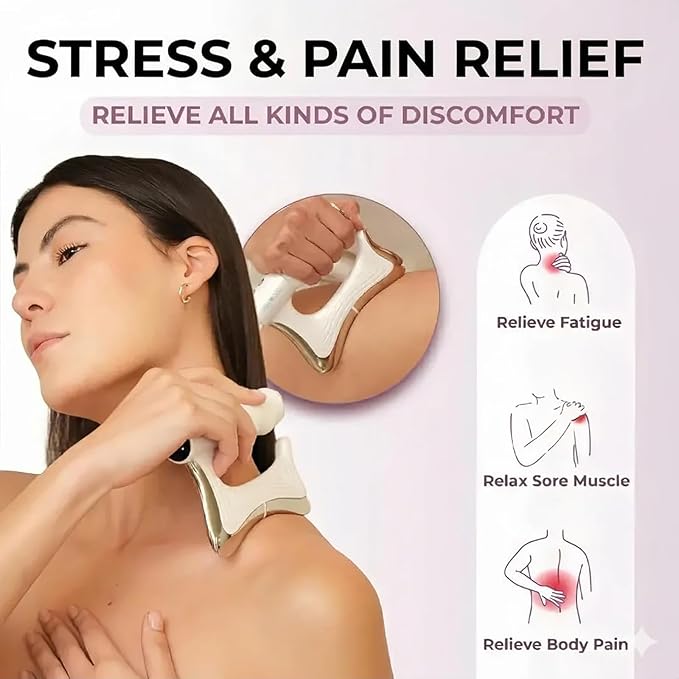 Full Body Contour Device with Heat &amp EMS Heated Muscle Scraper Tool for Firming Lymphatic Drainage Fascia Massage Circulation Support &amp Full Body Muscle Relief (White)