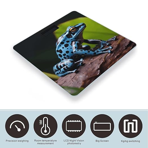 Dart Frog Blue Bathroom Scale Large LCD Backlight Display Digital Scale Rounded Corners Body Scales Automatic Power On/Off Bathroom Scales for Home Bedrooms