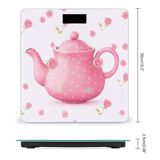 Pink Teapot Weight Scale Highly Accurate Digital Weighing Scale with Large LCD Display Smart Bathroom Scales for Home Bedrooms and Gift Giving