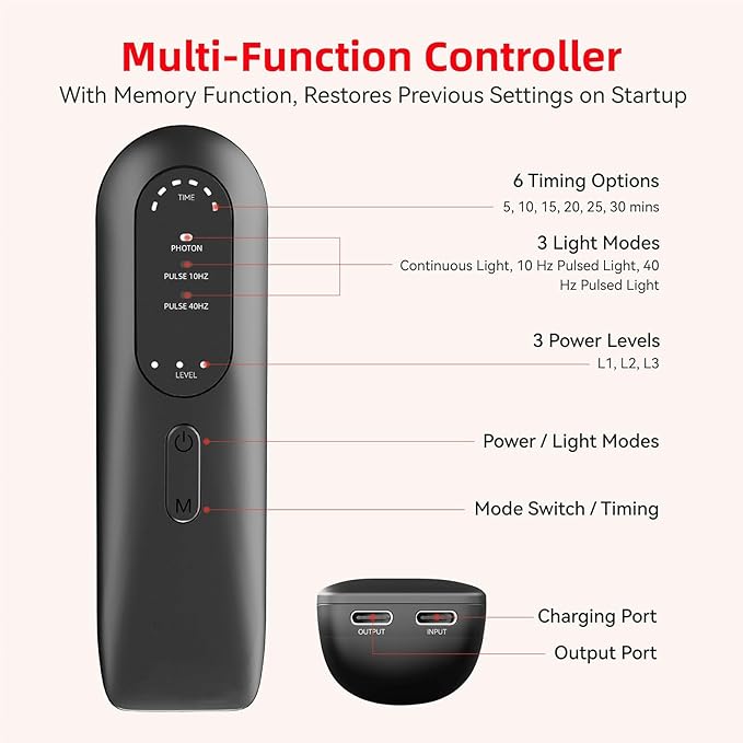 Red Light Therapy Neck and Shoulder Wrap 49 LED Device with 660nm Red + 850nm Near Infrared Portable Pain Relief Belt for Cervical Pain Shoulder Stiffness Muscle Relaxation Rechargeable Gray