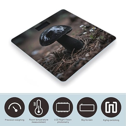 Black Mushroom Weight Scale Large Digital Bathroom Scales with Bright LED Display Non Slip Digital Scale and Step On Fashion Weighing Machine for Body