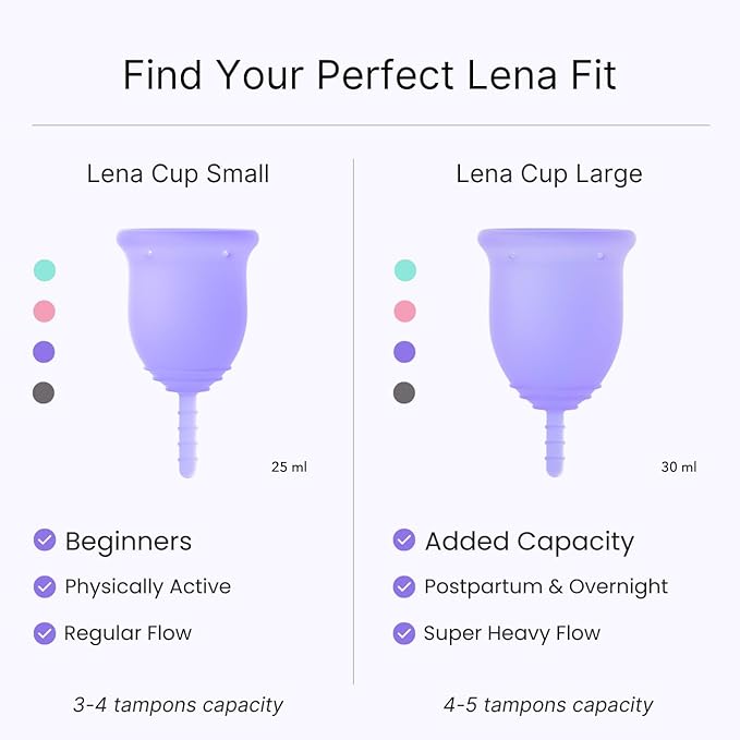 Lena Menstrual Cup Original - Soft Medical-Grade Silicone Period Cups for Women Heavy Flow Reusable and Comfortable 12-Hour Leak-Free Protection Beginner-Friendly Feminine Care - Large Pink