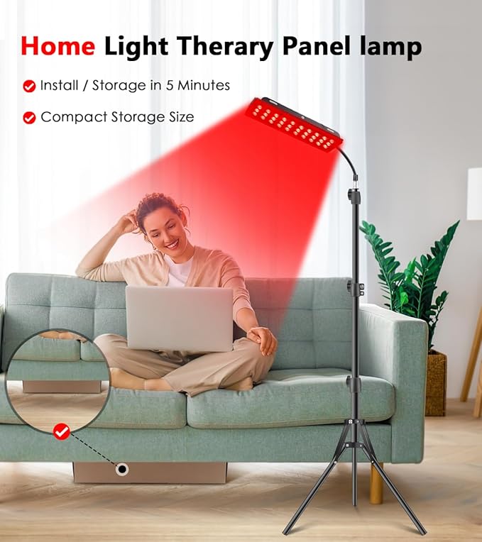 Red Light Therapy Lamp Infrared Light Therapy with Stand - 660nm Redlight and 850nm Near Infrared Light Device for Body Pain Relief Skin Care