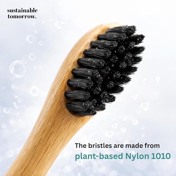 Sustainable Tomorrow Zen Bamboo Electric Toothbrush Durable Wood-Grain ABS Handle Rechargeable w/Plant-Based Soft Bristles Bamboo Heads 5 Modes &amp 30-Day Battery (White)
