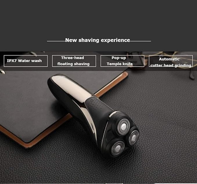 Electric Shaver for Men Wet and Dry Waterproof Electric Razor Cordless Rechargeable Rotary Shaver Razor for Men with Pop-up Trimmer(Gold)