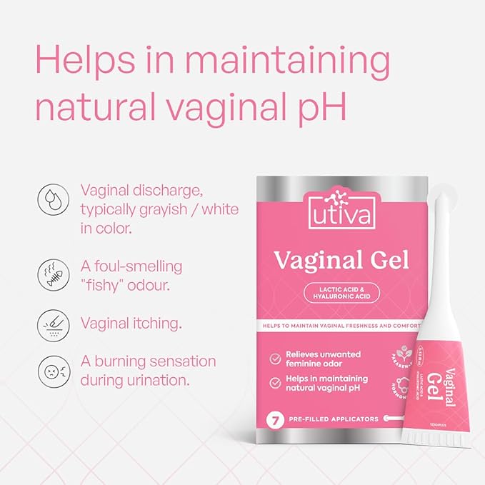 Szio+ Utiva Vaginal Gel - 7-Prefilled Applicators to Help Maintaining Natural Acidity &amp Increasing Vaginal Moisture to Alleviate Dryness &amp Discomfort