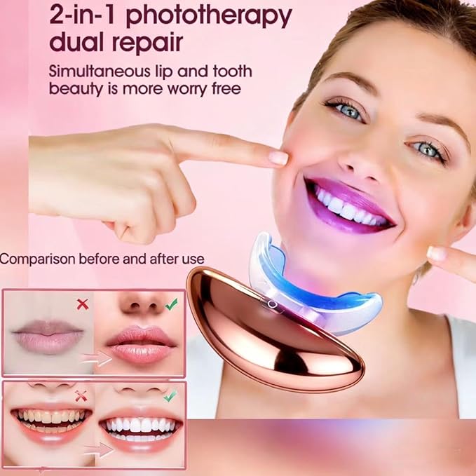 Red Light Therapy Device for Face|2-in-1Red Light Therapy Lip PlumperAnti-AgingWrinkle Reduction|FullerMore Vibrant Lips (Rose Gold)