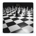 Black White Chess Checkerboard Scale for Body Weight Safe Rounded Corners Tempered Glass Digital Bathroom Scale LED Display 400lb Capacity Weight Scales with High Precision Sensors