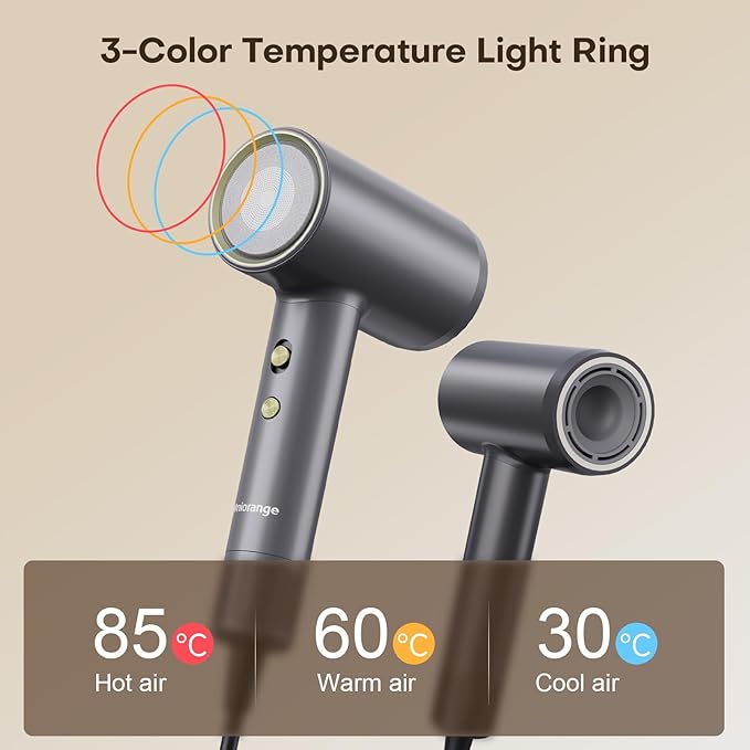 High Speed Hair Dryer 110000 RPM with 200 Million Negative Ions Ionic Blow Dryer Frizz Free Fast Drying for Women Low Noise Lightweight Thermo Control for All Hair Types