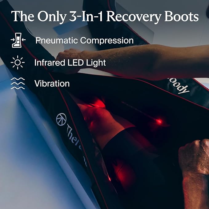 Therabody JetBoots PRO Plus - Wireless Compression Boots with Vibration &amp Light Therapy - Muscle Recovery Pneumatic Leg Compression Sleeve to Recover Faster Relieve Muscle &amp Joint Pain (Regu